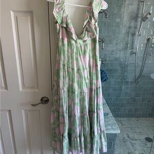 ANTONIO MELANI Green and Pink Floral Dress